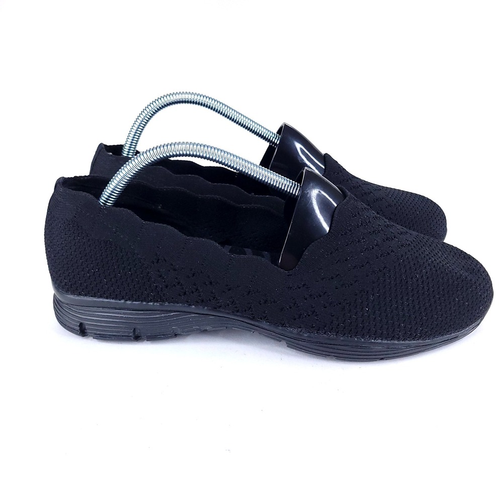Skechers Seager Flats Women's Size 10 Wide Black Memory Foam Comfort Shoes